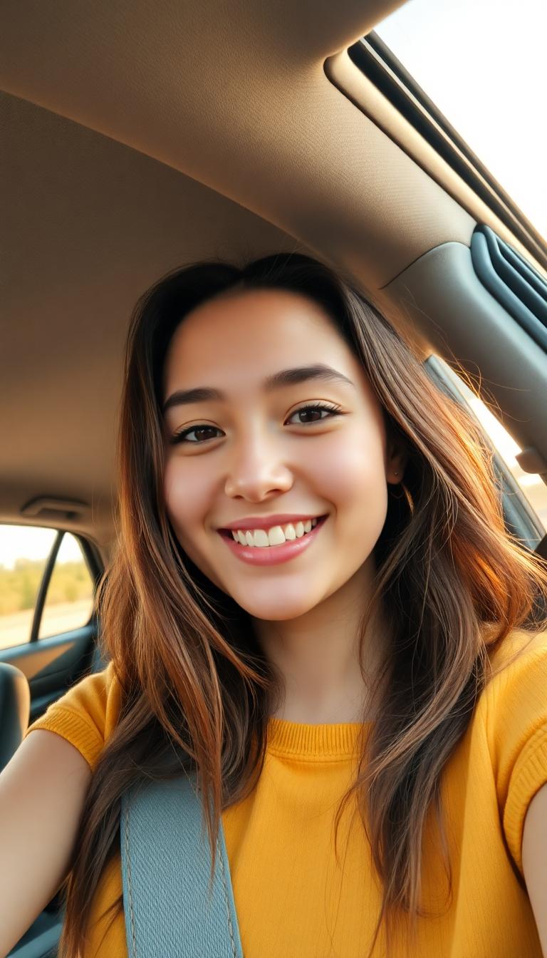 Selfie-style thumbnail of Kayla speaking to camera in a car in warm afternoon light, casual and friendly.
